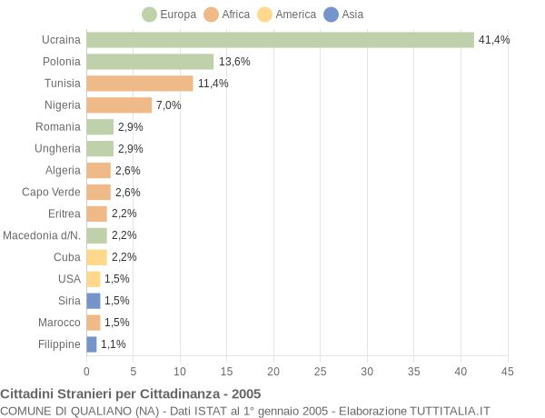 Grafico cittadinanza stranieri - Qualiano 2005