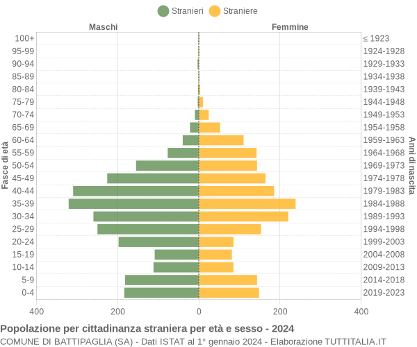 Grafico cittadini stranieri - Battipaglia 2024