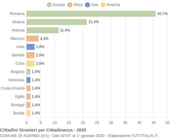 Grafico cittadinanza stranieri - Acerno 2020