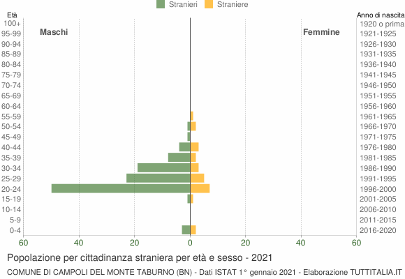 Grafico cittadini stranieri - Campoli del Monte Taburno 2021