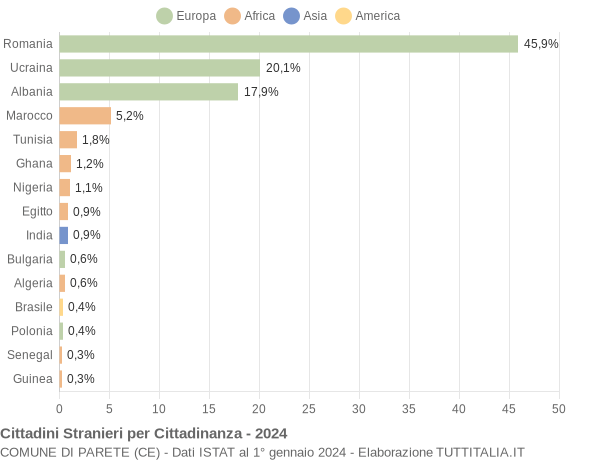 Grafico cittadinanza stranieri - Parete 2024