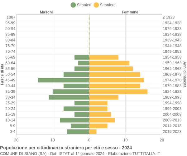 Grafico cittadini stranieri - Siano 2024