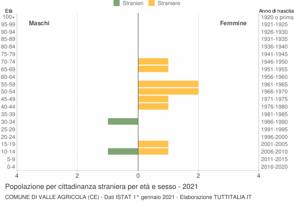 Grafico cittadini stranieri - Valle Agricola 2021