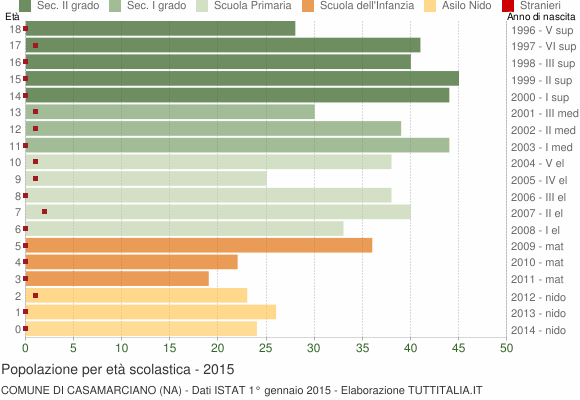 Grafico Popolazione in età scolastica - Casamarciano 2015