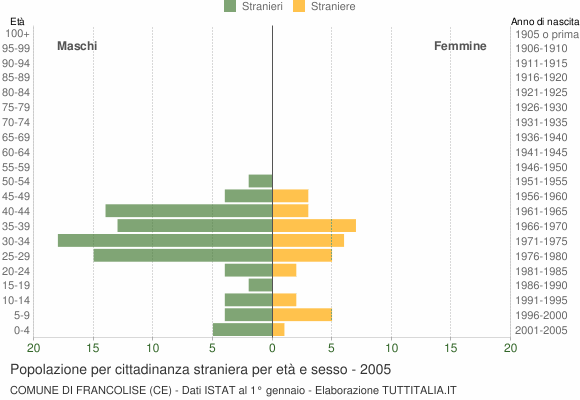 Grafico cittadini stranieri - Francolise 2005