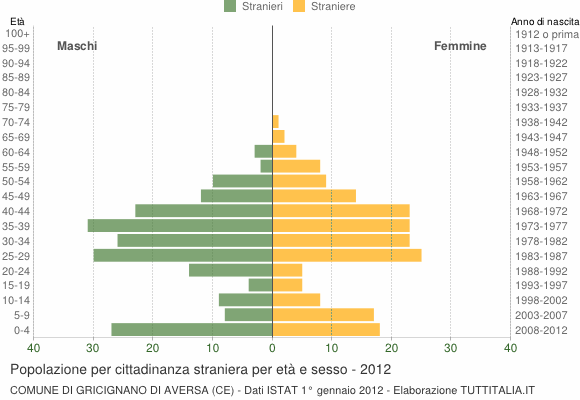 Grafico cittadini stranieri - Gricignano di Aversa 2012