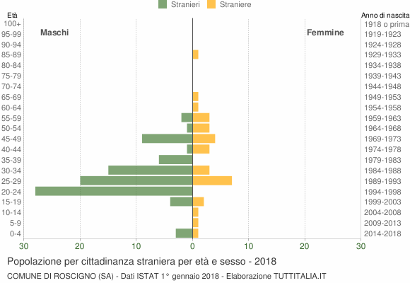Grafico cittadini stranieri - Roscigno 2018
