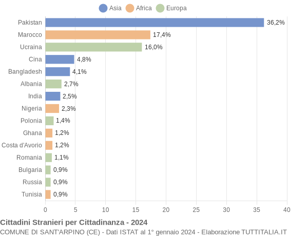 Grafico cittadinanza stranieri - Sant'Arpino 2024