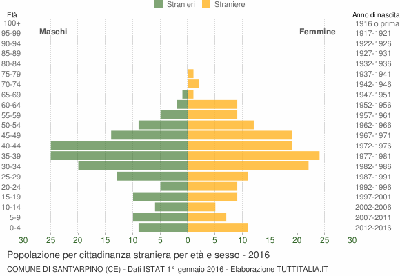 Grafico cittadini stranieri - Sant'Arpino 2016