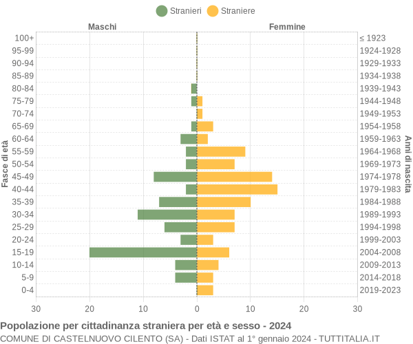 Grafico cittadini stranieri - Castelnuovo Cilento 2024