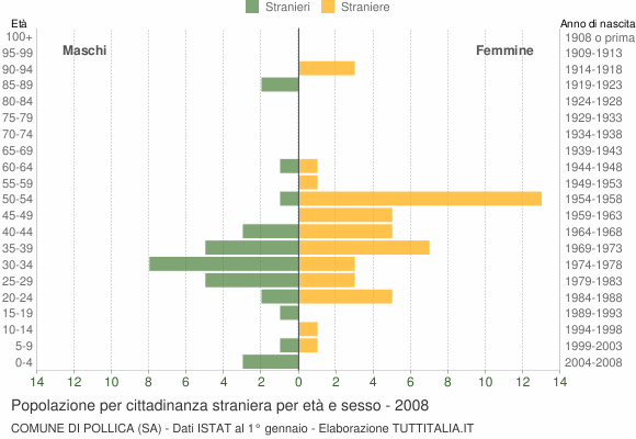 Grafico cittadini stranieri - Pollica 2008