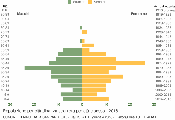 Grafico cittadini stranieri - Macerata Campania 2018