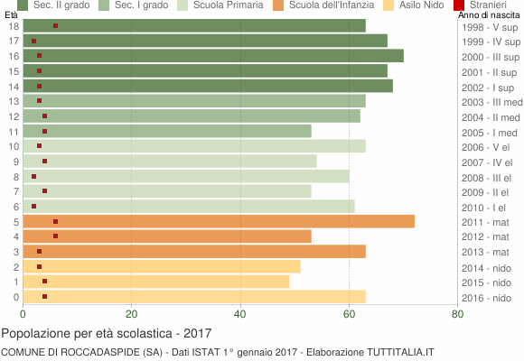 Grafico Popolazione in età scolastica - Roccadaspide 2017