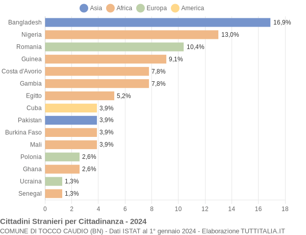 Grafico cittadinanza stranieri - Tocco Caudio 2024