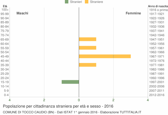 Grafico cittadini stranieri - Tocco Caudio 2016