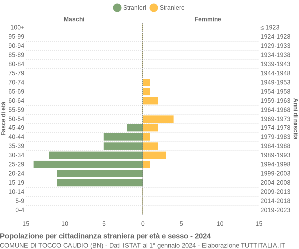 Grafico cittadini stranieri - Tocco Caudio 2024