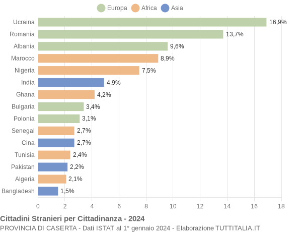 Grafico cittadinanza stranieri - 2024