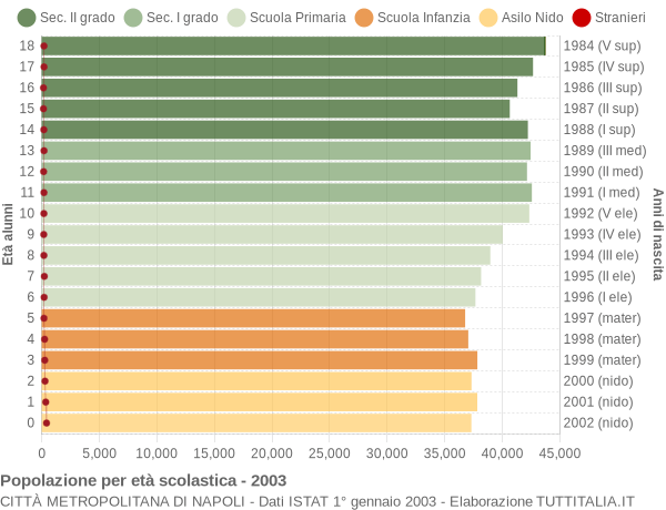 Grafico Popolazione in età scolastica - 2003