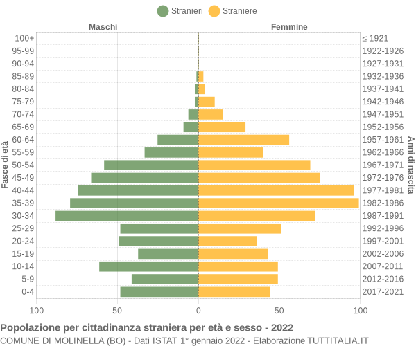 Grafico cittadini stranieri - Molinella 2022