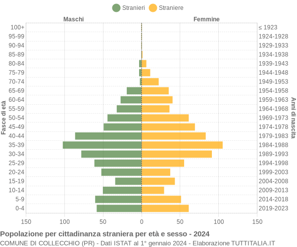 Grafico cittadini stranieri - Collecchio 2024