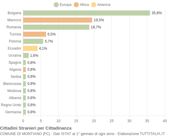 Grafico cittadinanza stranieri - Montiano 2018