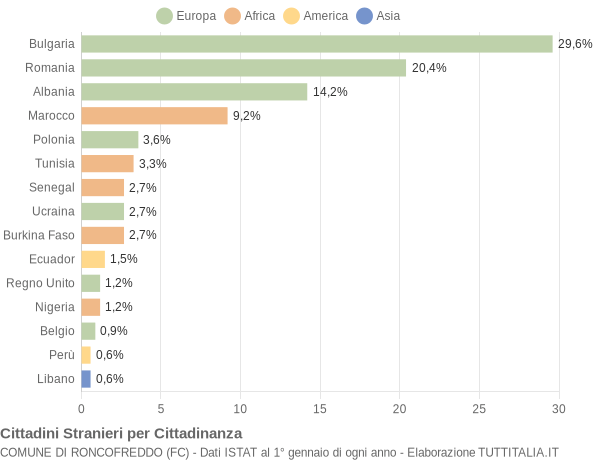 Grafico cittadinanza stranieri - Roncofreddo 2013