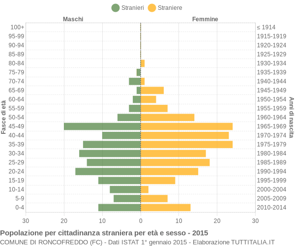 Grafico cittadini stranieri - Roncofreddo 2015