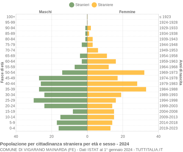 Grafico cittadini stranieri - Vigarano Mainarda 2024