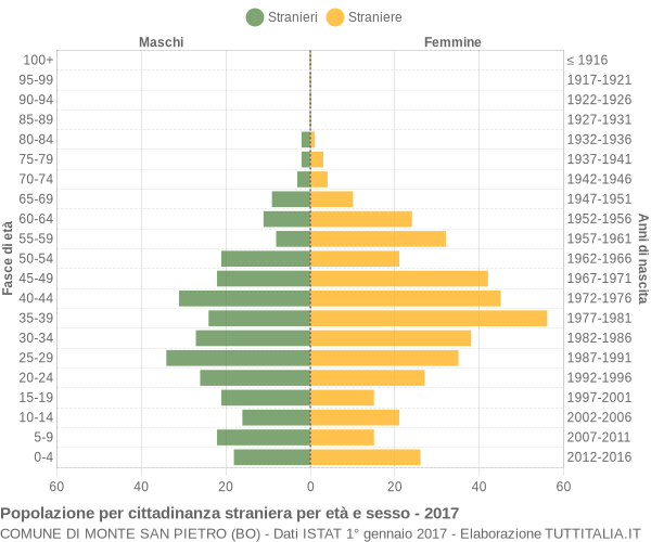 Grafico cittadini stranieri - Monte San Pietro 2017