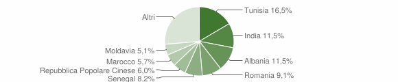 Grafico cittadinanza stranieri - Colorno 2010