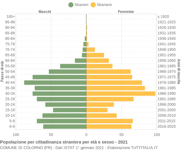 Grafico cittadini stranieri - Colorno 2021