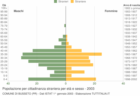 Grafico cittadini stranieri - Busseto 2003