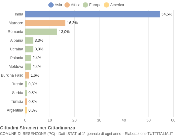 Grafico cittadinanza stranieri - Besenzone 2013