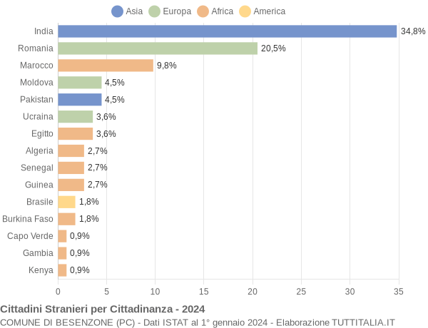 Grafico cittadinanza stranieri - Besenzone 2024