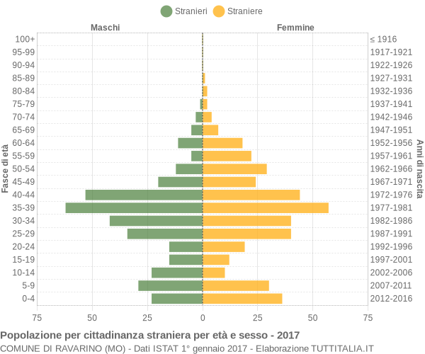 Grafico cittadini stranieri - Ravarino 2017