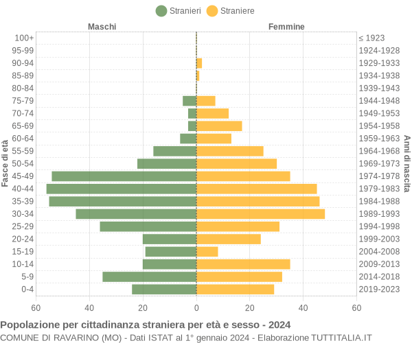 Grafico cittadini stranieri - Ravarino 2024