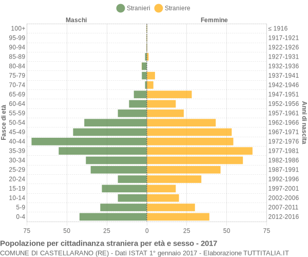 Grafico cittadini stranieri - Castellarano 2017