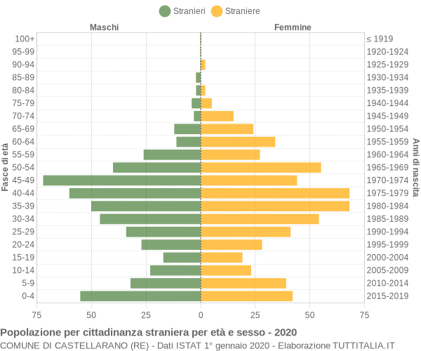 Grafico cittadini stranieri - Castellarano 2020