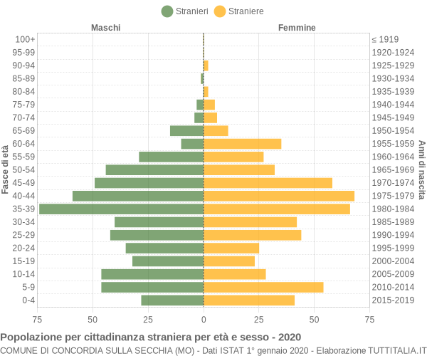 Grafico cittadini stranieri - Concordia sulla Secchia 2020