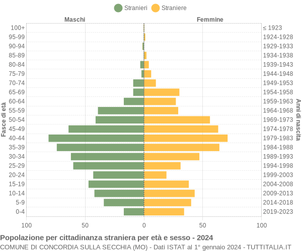 Grafico cittadini stranieri - Concordia sulla Secchia 2024