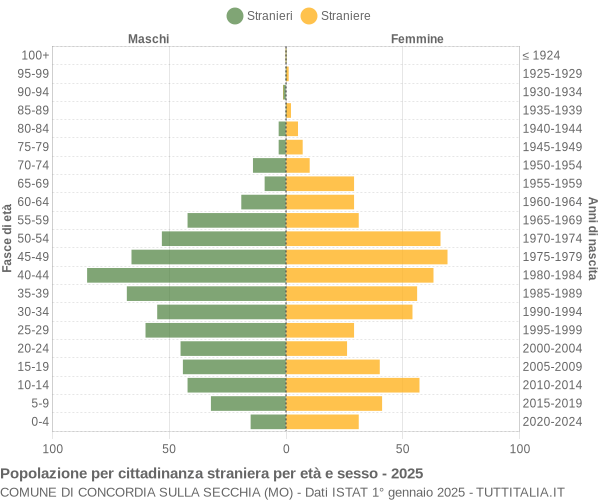 Grafico cittadini stranieri - Concordia sulla Secchia 2025