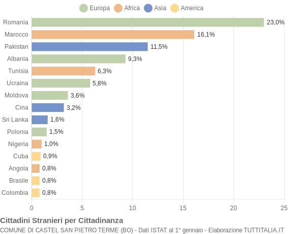 Grafico cittadinanza stranieri - Castel San Pietro Terme 2018