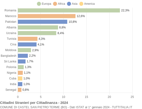 Grafico cittadinanza stranieri - Castel San Pietro Terme 2024