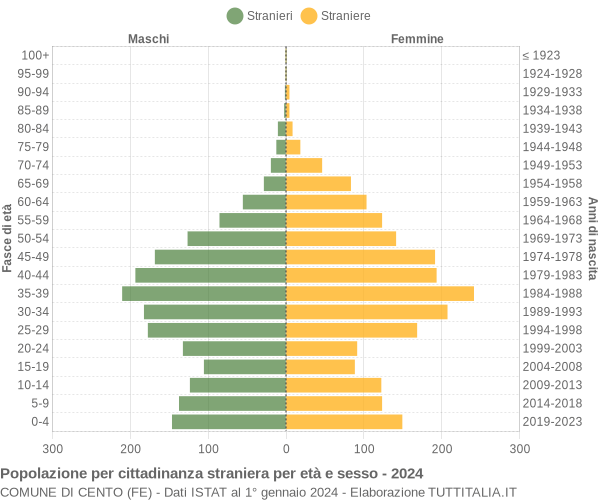 Grafico cittadini stranieri - Cento 2024