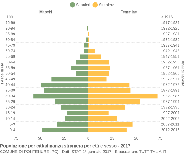 Grafico cittadini stranieri - Pontenure 2017