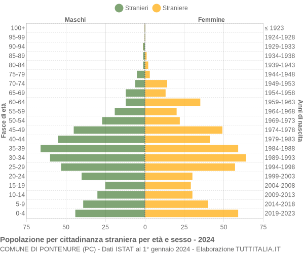 Grafico cittadini stranieri - Pontenure 2024