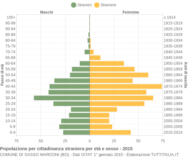 Grafico cittadini stranieri - Sasso Marconi 2015