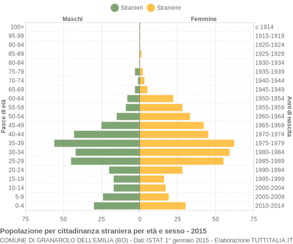 Grafico cittadini stranieri - Granarolo dell'Emilia 2015
