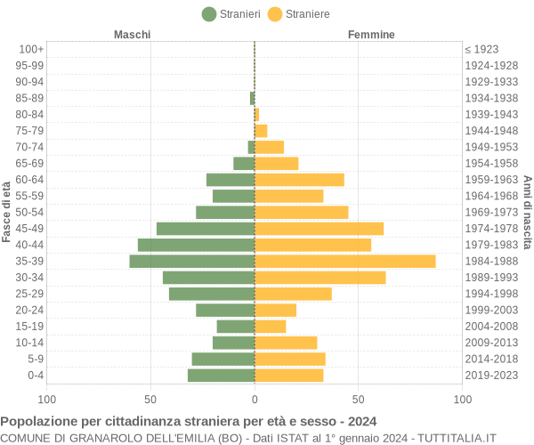 Grafico cittadini stranieri - Granarolo dell'Emilia 2024