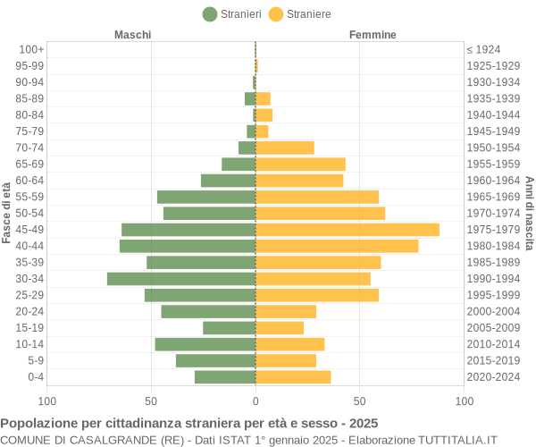 Grafico cittadini stranieri - Casalgrande 2025